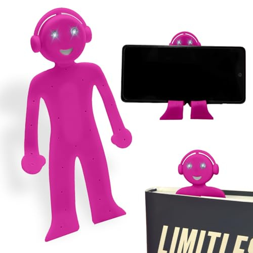 Bendy Novelty Lamp - Clip-on Book Light, Man-Shaped for Bed Reading, Portable Pink Light