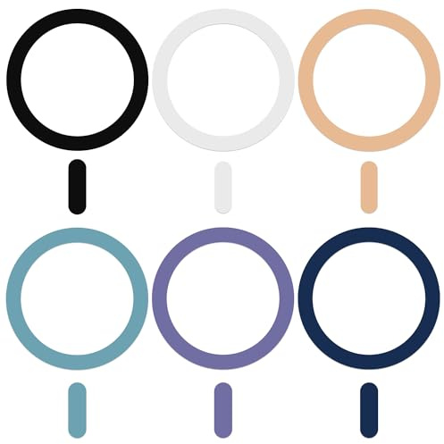 6 Pack Universal Metal Rings Sticker Compatible with MagSafe Magnetic Wireless Charger iPhone 17 16 15 14 13 12 Pro Mini Max, Ultra-Thin Car Charger Conversion Accessories, 6 Colors