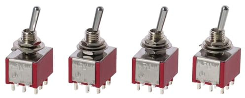 Fudeshe 4 mini interruttori a levetta, interruttori a bilanciere a pulsante, 2 posizioni 9 pin ON/ON miniatura interruttore a levetta, 250 V momentaneo resistente interruttore a levetta