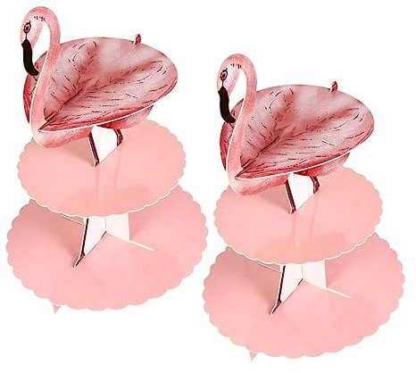 VINTORKY Eleganter Flamingo-papier-cupcake-servierständer 3-lagiger Cupcake- Back-dessert-display