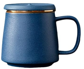 Juego de tres tazas de té de cerámica de 350 ml para separación de té de oficina, color azul