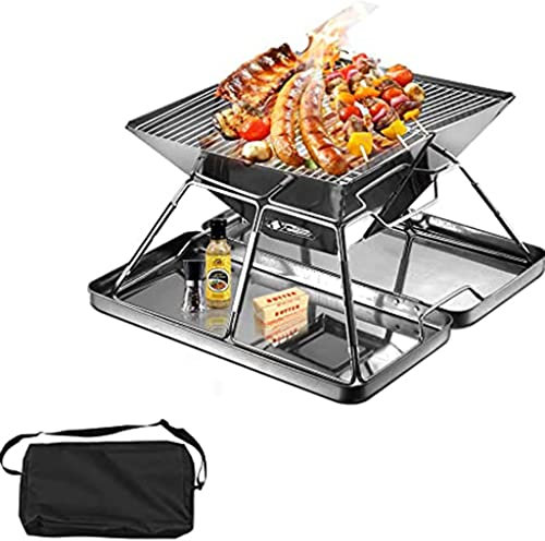 Klappbares Camping-BBQ-Grill-Set, tragbarer Grill-Grillofen, 304-Edelstahl, Mini-Grube für Camping, Picknick, Grillzubehör
