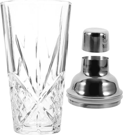 Alipis Shaker à Cocktail en Verre - Shakers à Boisson Martini avec Couvercle en Acier Inoxydable - Shaker en Verre Transparent - Shakers de Barman pour Bars Chariots de Barman à Whisky B