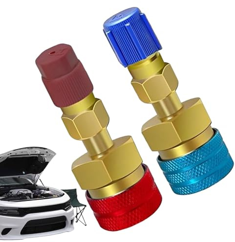 Rrlihjgu Adaptador de acoplador rápido,Adaptador de refrigerante para automóvil - Conector de manguera de aire acondicionado automático - Kit adaptador de cobre de alta y baja presión para herramienta