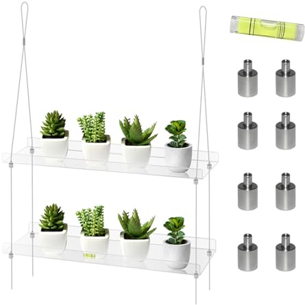 Acfunique Hängeregal aus transparentem Acryl, 2 Etagen, höhenverstellbar, für Schlafzimmer, Küche, Wohnzimmer – Züchten Sie Kräuter, Sukkulenten, Blumen