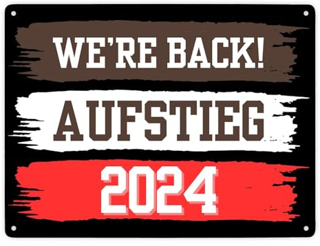 St. Pauli Aufstieg 2024 Metallschild XXL in 28x38 cm mit Spruch We're back Hamburg Reeperbahn Landungsbrücken Hafen Wappen