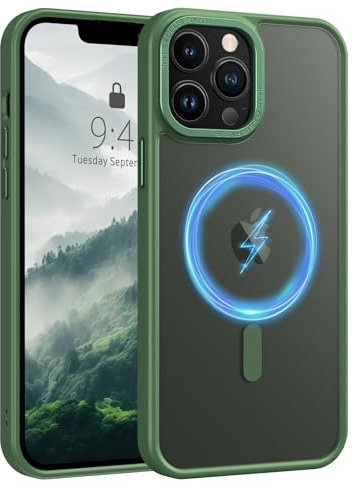 SupVict iPhone 11 Pro Max Case - Compatible with MagSafe, Translucent Matte Back, Shockproof Military Grade Protective Cover Case - Green