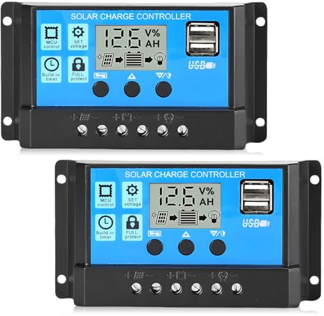 30a 12v/24v Solar Laderegler, 2 Pcs Solar Ladegerät Controller, Solarpanel Batterie Intelligente Solarregler, Solar Laderegler, Solarladeregler 12v, 12v Solarpanel, Intelligentes Solarpanel Dual Usb