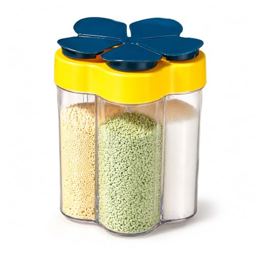 CHEOTIME Travel Spice Containers, 5 in 1 Salt and Pepper Shaker, Portable | Airtight, Camping Seasoning Shaker, Seasoning Condiment Jars with Flip Top Lid, for Camping Barbecue Picnic Cooking,Blue