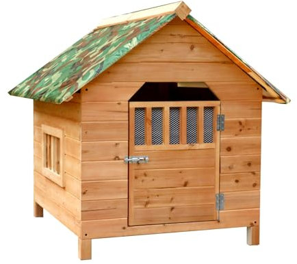 MBBTAG Hundehütte outdoor große hunde, hundezwinger outdoor, herausnehmbarer Boden, Erhöhter Sockel, hundehütte klein, hundehütte isoliert, hundehütte klein, mit Regenschutz/Baumwolle/Kissen(69x67x66c