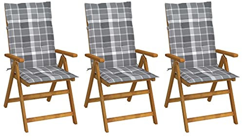 Sufrk Klappbare Gartenstühle 3 STK. mit Auflagen TerrassenstüHle CampingstüHle Set Klappbar StüHle FüR DraußEn BalkonstüHle Massivholz Akazie - 3064103