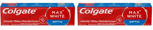 COLGATE - Max White Optic - Dentífrico blanqueador - Elimina la placa dental y las manchas de superficie - 75 ml (Paquete de 2)