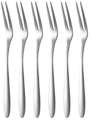 Mini Stainless Steel Forks (6 Pcs) Perfect for Picking Up Fruits, Snacks & Desserts at Any Occasion (Silver)