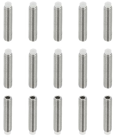 PATIKIL Madenschrauben M3x14 mm, 15 Stück 304 Edelstahl Kunststoff Nylonspitze Madenschrauben/Innensechskant Gewindestifte, Sechskantkopf Schrauben für Türgriff, Türklinke