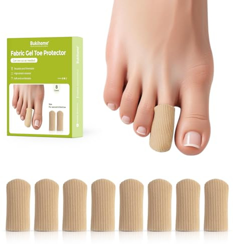 8 Pcs Fabric Toe Protectors, Silicone Toe Caps Closed Toe Surface Fabric Sleeve Protectors, Prevent Pain Relief for Corns, Blisters and Ingrown Toenails (Medium Size)[Upgrade]