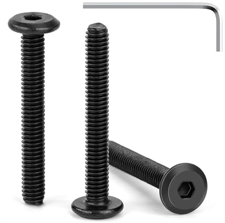 Tunejoy Flachkopfschrauben Schwarz M4 x 30 mm Flachkopf Schrauben Edelstahl A2 V2A Möbelschrauben Innensechskant Vollgewinde mit Inbusschlüssel 30 Stück