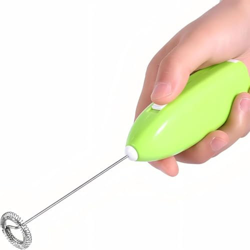 Mini Milk Frother Electric Egg Beater, Coffee Blender Handy Stainless Steel Stand, Automatic Milk Foam Maker Whisker for Coffee Lattes Cappuccino Matcha and Hot Chocolate, Kitchen Gadgets (Green)