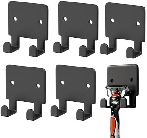 Soporte de afeitar de ducha para la pared, soporte de afeitar para la pared de la ducha | Ganchos de afeitar de metal de servicio pesado para la ducha,5x ganchos multifunción para el paraguas de baño