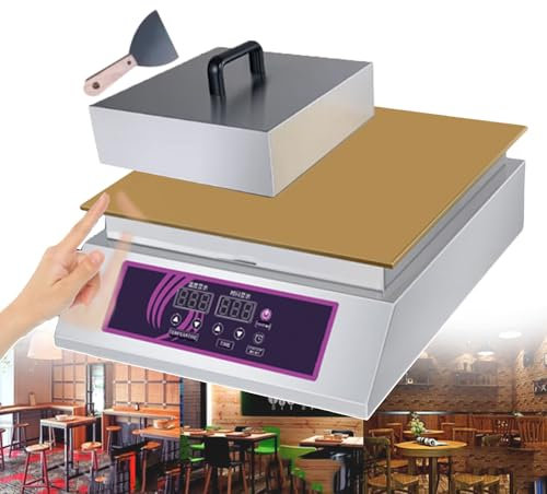 QUSYZD Máquina Comercial para Hacer panqueques, Plancha eléctrica Antiadherente con Panel de Control Digital, máquina de Pan de mostrador para fácil Almacenamiento, 1300 W.,