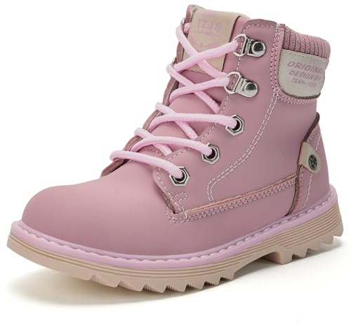 TZJS Kinderstiefel Jungen Mädchen Mit Reißverschluss,Wasserdicht Rutschfest Leicht Übergangsschuhe Für Herbst Winter,Wanderschuhe Halbschuhe Stiefeletten(Rosa 33)