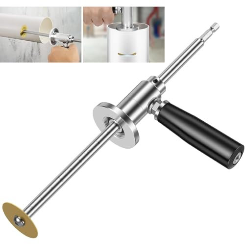 Tagliatubi Interno Tubi PVC, Tagliatubi Interno Tubi PVC Con Disco Taglio Diamantato Impugnatura, Profondità Taglio Regolabile 7 Pollici, Utensile Idraulico Acciaio Inossidabile Per Trapani