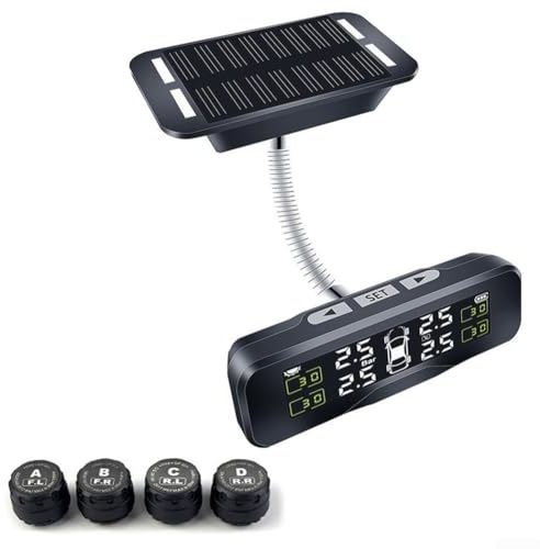 Eawfgtuw TPMS Kabelloses Reifendruckkontrollsystem 4 externe Sensoren für echte Überwachung, Reifendruck-Auto-Alarmanlage für Limousinen, SUVs, MPVs