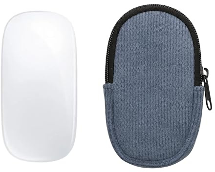 kwmobile Mouse Case for Apple Magic Mouse 1/2 Carry Case - Protective Carry Pouch for Bluetooth Mouse - Soft Neoprene Protection - Vintage Blue