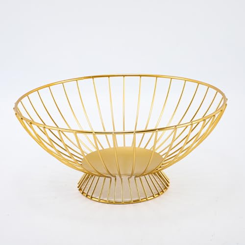 Cesto per frutta in filo di ferro e metallo, creativo ed elegante, a un livello, per cucina, cesto di frutta per banconi, ciotola per frutta in metallo, per esporre frutta, verdura, pane, caramelle