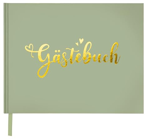 KICNIC Gästebuch Hochzeit, 72 Seiten Hochzeitsalbum Blanko, Dickem Papier, Grün Hardcover Hochzeitsbuch mit Goldenem Titel, Hochzeitsgästebuch für Geburtstag, Wedding, Babyparty, Taufe 19x24cm