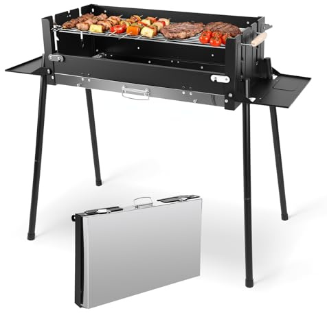 Denmay Barbecue pieghevole portatile da campeggio con struttura, barbecue a carbonella, griglia a carbonella, barbecue a carbonella, barbecue da tavolo, barbecue da campeggio, barbecue da campeggio