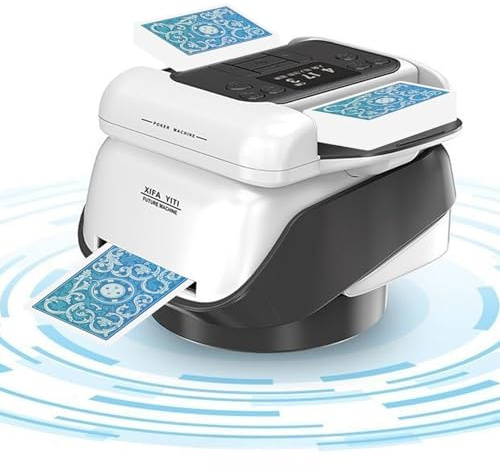 2-in-1 Automatic Card Shuffler & Dealer – 360° Electric Card Shuffling Machine, Suitable for 1-8 Players for UNO, Poker, Monopoly, Blackjack and Maverick Cards