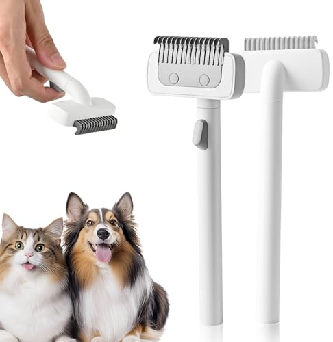 Diecallan Cat Brush cat grooming supplies Gently Removes Loose Undercoat Mats, Tangled Hair and Soothes Skin. Ideal for Long and Short Haired Pets. (White)