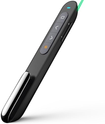 Norwii N76 Aufladbare Bluetooth Präsentationsfernbedienung für PowerPoint | ①2.4 GHz Wireless Presenter mit Grüner Laserpointer②Slide Wechsel mit Programmierbare Tasten für Lehrer/Schule/Büro