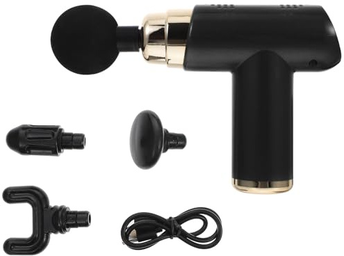 HEMOTON Elektrisches mit 1200mah Akku mit 4 Massageköpfen Kleiner Muskelmassagegerät Tragbares Körper Massagegerät und 6 Geschwindigkeitsstufen zur Muskelentspannung nach Yoga und Sport