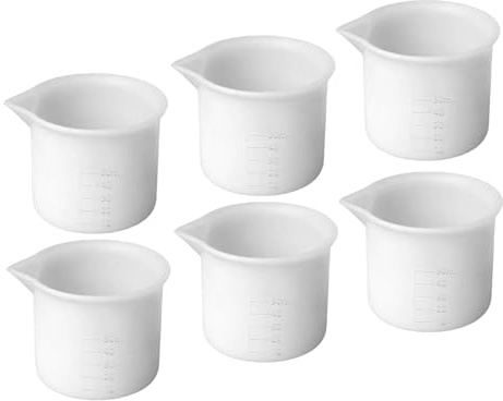 ARTIBETTER Kit 6 Pezzi Misurini in Silicone 50ml Beccuccio Tazze di Miscelazione per Resina Epossidica Strumenti Fai da Te Riutilizzabili per Artigianato e Creazioni Decorative