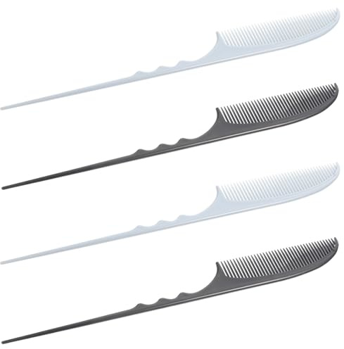 Generico Set 4 Pettini a Coda Professionali in Fibra di Carbonio, Antistatici e Resistenti, per Styling Chioma, Cotonatura e Separazione, Adatti a Uso Quotidiano in Salone e Casa,