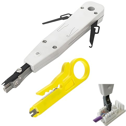 Oavie Impact Punch Down Tool with 110 and 66 Blades, Professional Network Cable Terminal Tool, Adjustable Pressure Impact Tool for Cat6 Cat5e Keystone Jack and Patch Panel Installation