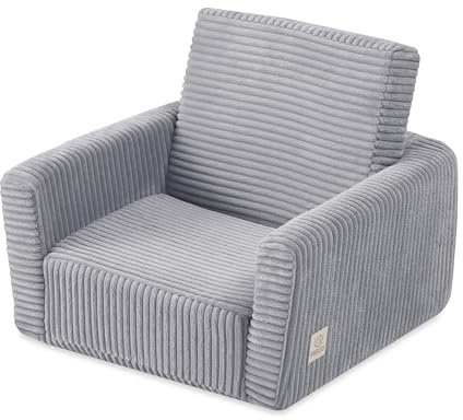 MISIOO Kindersessel CUBIE aus Cord, ausklappbarer Kinder Sessel und Baby Sofa, weicher Sessel für Kinderzimmer, klappbar zum Liegen, Kleiner Babysessel für Kleinkinder