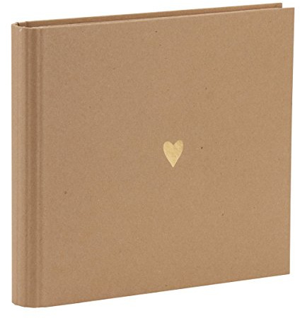 Rössler Papier - Serie Pure Love, Kraft - Wire-o Gäste-/Fotobuch, Symbol Herz mit 60 Seiten, 220 x 230 mm