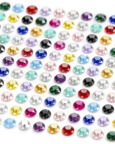 MOVOJA Bunte Glitzersteine Selbstklebend - 640 Stk 5 mm | Strasssteine Selbstklebend Glitzersteine Basteln Kinder Klebe Steine Klitzersteine Aufkleben Gesicht Kinder Sticker Diamant Aufkleber
