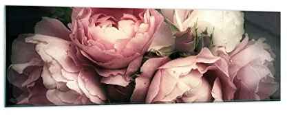 Panorama Bilder auf Glas 160x50cm Glasbild Pfingstrose Blume Groß XXL Wanddeko Bild im Glas Schlafzimmer Küche Wandbilder Dekoration Wohnzimmer Modern Wall Decor Wand Kunstdruck Art GAB160x50-3930