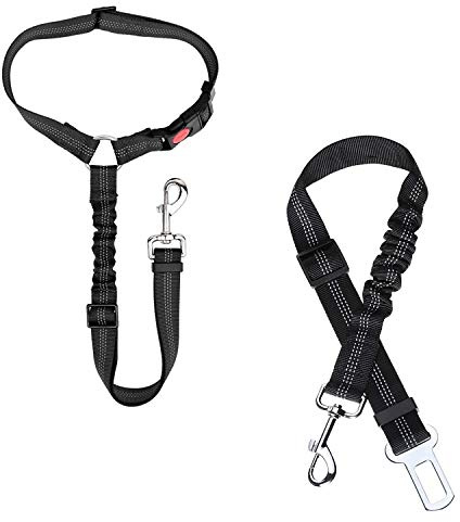 jiuhao Hunde Sicherheitsgurt, Hundegurt Sicherheitsgeschirr Einstellbarer mit Universalstecker & Befestigung der Verriegelungsstange,Hunde sicherheitsgurt für alle Hunderassen & Auto