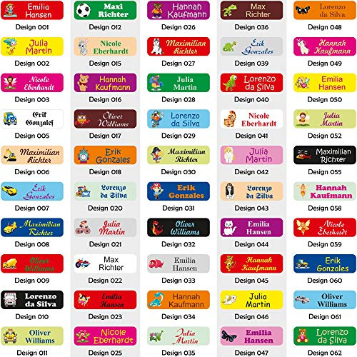 INDIGOS UG - Namensschilder für Kleidung grün - Namensetiketten für Textilien - 5x1,5 cm - 60 Sticker für Kinder, Schule und Kindergarten - Bügeletiketten Wäscheetiketten zum aufbügeln
