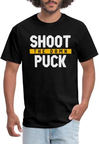 Spreadshirt Pittsburgh Clothing Shoot The Damn Puck Men's T-Shirt, XL, Black