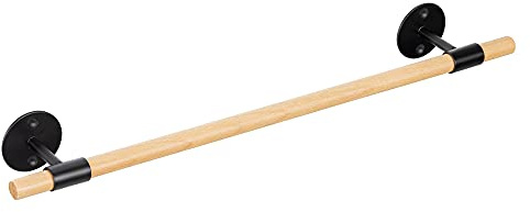 Navaris Toallero de Pared de bambú - Perchero para Toallas de baño Trapos de Cocina - Soporte de Barra con Material de Montaje - 43.5 x 6.5 x 10 CM