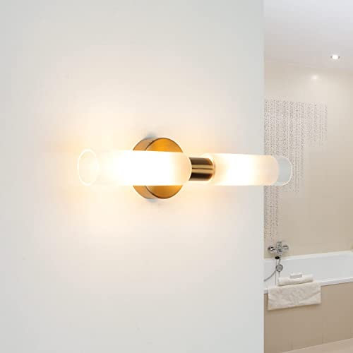 Lampada da specchio da parete in metallo vetro in ottone 2xG9 W: 22cm lampada da parete per quadri da bagno lampada da parete per bagno IP20