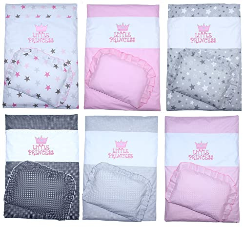 Kinderwagenset Baby Kind - Princess - Bettwäsche für Kinderwagen Kinderwagendecke mit Kissen Decke (2 teilig, Rosa)