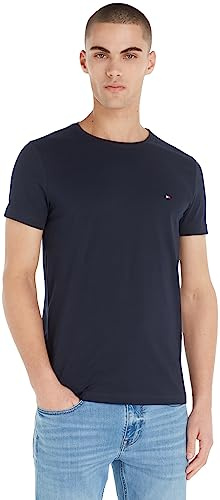 Tommy Hilfiger Uomo T-Shirt Maniche Corte Core Stretch Slim Fit, Blu (Desert Sky), XS