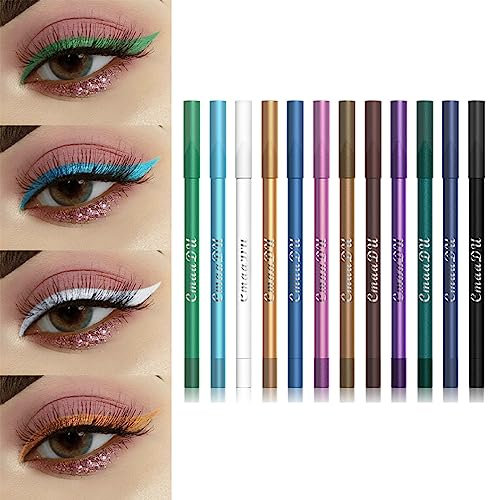 12 pcs Eyeliner colorati, Matite per trucco Eyeliner waterproof, matita per occhi colorati ad alta pigmentazione antimacchia, regalo da donna per spettacolo di festival