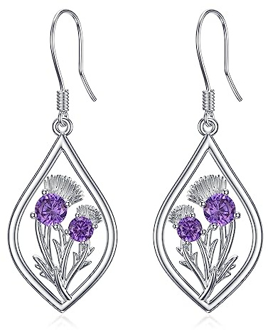 Sterling Silver Sunflower Daisy Tulip Scottish Thistle Earrings Flower Floral Dangle Drop Charm Earrings Jewellery Gifts for Women